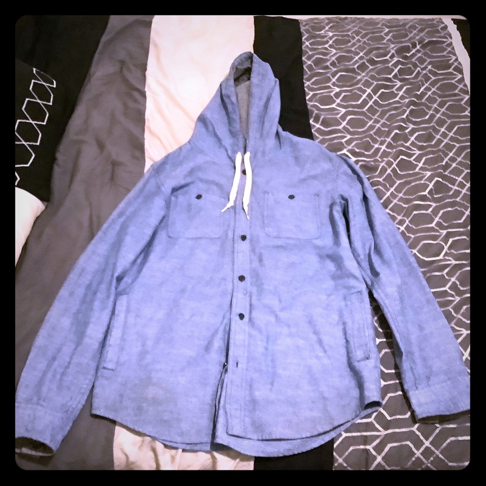 Blue button up Hoodie